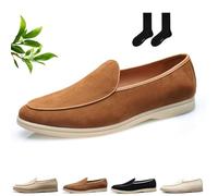 Mocassini da uomo in pelle scamosciata senza lacci, mocassini alla moda casual da guida, scarpe eleganti da smoking retrò britannico, scarpe formali per ballo di fine anno, matrimonio, lavoro, Marrone