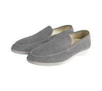 Mocassini da uomo in pelle scamosciata senza lacci, morbidi stile mocassino, casual, leggeri e confortevoli, scarpe da guida classiche per spostamenti quotidiani, ufficio e fine settimana, Grigio, 40