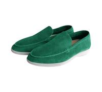 Mocassini da uomo in pelle scamosciata senza lacci, morbidi stile mocassino, casual, leggeri e confortevoli, scarpe da guida classiche per spostamenti quotidiani, ufficio e fine settimana, Verde, 42