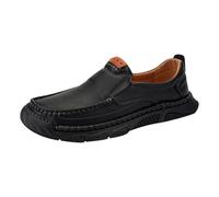 Mocassini da uomo in pelle, scarpe estive casual slip on, ampia vestibilità, suola morbida, scarpe antiscivolo per esterni, comode scarpe traspiranti per il tempo libero, leggere e comode, Nero , 9