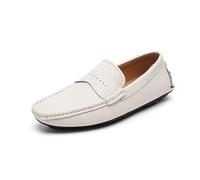 Mocassini da Uomo in Pelle Tinta Unita, Mocassini da Guida Penny, Flessibili, Comodi, Leggeri, da Esterno, for Feste, Slip-on(Bianco,40 EU)