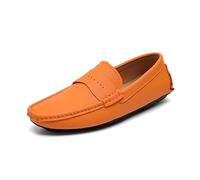 Mocassini da Uomo in Pelle Tinta Unita, Mocassini da Guida Penny, Flessibili, Comodi, Leggeri, da Esterno, for Feste, Slip-on(Arancia,43 EU)