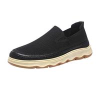 Mocassini da uomo in rete, extra larghi, scarpe da lavoro con fondo morbido e spesso, antiscivolo, traspiranti, casual, comode, da lavoro, da tennis, per uso quotidiano, in tela leggera, Nero , 9