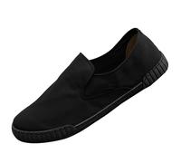 Mocassini da uomo in tela retrò slip-on casual deck plimsolls traspiranti con elastico Gore per vacanze estive gite nel fine settimana, Nero , 41 1/3 EU