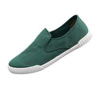 Mocassini da uomo in tela retrò slip-on casual deck plimsolls traspiranti con elastico Gore per vacanze estive gite nel fine settimana, Verde, 38 2/3 EU