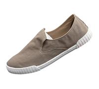 Mocassini da uomo in tela retrò slip-on casual deck plimsolls traspiranti con elastico Gore per vacanze estive gite nel fine settimana, cachi, 40 2/3 EU