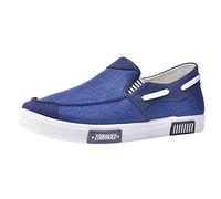 Mocassini da uomo in tela, scarpe basse, slip-on, scarpe basse, leggere, da guida, per il tempo libero, per il business, comode scarpe in tela traspirante, Blu, 44 EU