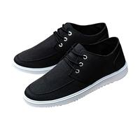 Mocassini da uomo in tela senza lacci scarpe casual leggere traspiranti piatte piselli scarpe stringate versatili moda hipster streetwear moda guida escursionismo viaggi calzature, Nero , 40 EU