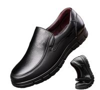 Mocassini da uomo in vera pelle con fondo morbido antiscivolo con supporto dell'arco plantare, leggeri e confortevoli, scarpe da passeggio da uomo casual da lavoro, scarpe ortopediche da uomo, Nero
