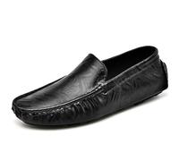 Mocassini da uomo punta rotonda in pelle PU mocassini antiscivolo comodi leggeri matrimonio all'aperto slip-on, Nero , 43.5 EU