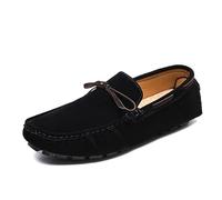 Mocassini da uomo punta rotonda in pelle scamosciata Vamp guida scarpe da barca antiscivolo comode leggere all'aperto slip-on, Nero , 42 2/3 EU