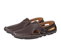 Mocassini da Uomo, Scarpe da Guida, Traspiranti, Tinta Unita, in Pelle vegana, Antiscivolo, Comodi, Leggeri, da Indossare all'aperto(Brown,39 EU)