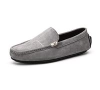 Mocassini da Uomo, Scarpe Scamosciate, Mocassini da Guida, Suola in Gomma, Tacco Piatto, Antiscivolo, Leggeri, da Sposa, Slip-on(Grey,44 EU)