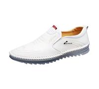 Mocassini da uomo senza lacci in pelle scarpe da lavoro traspiranti scarpe da sera antiscivolo scarpe da passeggio casual leggere scarpe da barca piatte comode con suola morbida cuscino scarpa