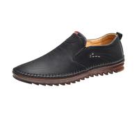 Mocassini da uomo senza lacci in pelle scarpe da lavoro traspiranti scarpe da sera antiscivolo scarpe da passeggio casual leggere scarpe da barca piatte comode con suola morbida cuscino scarpa