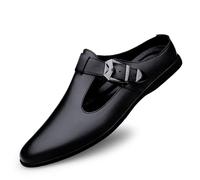 Mocassini da uomo senza schienale in pelle traspirante con scavo fuori slip on, Nero , 42 2/3 EU