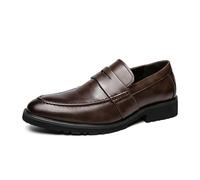 Mocassini da Uomo Slip-On Formali alla Moda Classici Casual da Guida Oxford,Marrone,48 EU