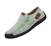 Mocassini da uomo slip on, scarpe basse in pelle, leggere, traspiranti, piatte, unisex, comode, per escursionismo, trekking, camminate, sport, corsa, guida, vestibilità larga, scarpe casual, Verde