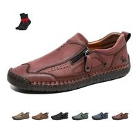 Mocassini da Uomo Slip On Scarpe Casual con Cerniera Laterale Scarpe da Lavoro Piatte Comode E Leggere for Camminare Guidando Ogni Giorno(Red,44 EU)