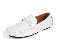 Mocassini da uomo tinta unita stampa coccodrillo stile guida mocassini comodi flessibili tacco piatto camminare casual slip-on, bianco, 39 1/3 EU