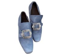 Mocassini da uomo vintage con fibbia, punta quadrata, scarpe formali, in stile barocco, con accento decorativo in metallo, design senza lacci, fodera morbida, calzature per costume retrò, Grigio scuro