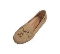 Mocassini Donna Casual per Tutti i Giorni Scarpe Basse Comode Eleganti per la Stagione (Khaki, 39)