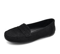 Mocassini Donna in Camoscio Sintetico, Scarpe Basse Slip On Comode e Leggere, Mocassini Classici Casual con Cuciture FT245 Nero N.37