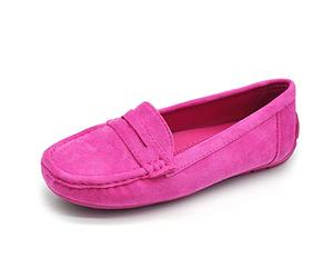 Mocassini Donna in Camoscio Sintetico, Scarpe Basse Slip On Comode e Leggere, Mocassini Classici Casual con Cuciture FT245 Fuxia N.36
