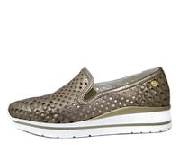 Mocassini Donna in Pelle Traforata Oro Zeppa Bassa CINZIA SOFT