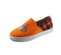 Mocassini donna in tela zucca mocassino donna comode scarpe da barca elegante scarpe sportive per donne mocassini e loafers piatti scarpe comfort slip on basket ballerine, 01 arancione, 37 EU