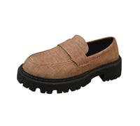 Mocassini Donna Pelle Scamosciati Classico Mocassino Elegante Morbida Scarpe Eleganti con Plateau Loafers Pianta Larga Marrone 39