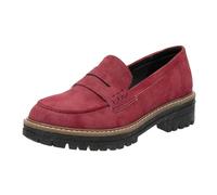 Mocassini Donna Pelle Scamosciati Pianta Larga Loafers con Plateau Scarpe Eleganti Morbida Mocassino Elegante Classico Rosso 42