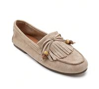 Mocassini en Daim Camel con Franges et Perles Ethniques Dettagli Unici: La bellezza della natura, la bellezza della natura, l'unicità della natura e l'unicità della natura.Matière Douce: la consistenz
