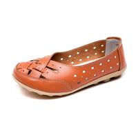 Mocassini in Pelle da Donna, Scarpe Basse, Leggere, Casual Slip-on comode da Mamma e da Lavoro,Arancia,38 EU