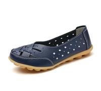 Mocassini in Pelle da Donna, Scarpe Basse, Leggere, Casual Slip-on comode da Mamma e da Lavoro,Dark Blue,39 EU