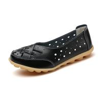 Mocassini in Pelle da Donna, Scarpe Basse, Leggere, Casual Slip-on comode da Mamma e da Lavoro,Nero,38 EU