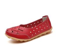 Mocassini in Pelle da Donna, Scarpe Basse, Leggere, Casual Slip-on comode da Mamma e da Lavoro,Rosso,42 EU
