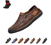 Mocassini in Pelle da Uomo, Scarpe Mocassini, Scarpe da Passeggio Slip-on, Sneakers in Pelle, Scarpe da Guida Piatte, Scarpe Casual da Lavoro(Dark Brown Hollow,43 EU)