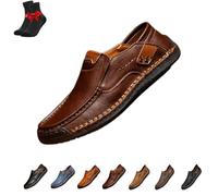 Mocassini in Pelle da Uomo, Scarpe Mocassini, Scarpe da Passeggio Slip-on, Sneakers in Pelle, Scarpe da Guida Piatte, Scarpe Casual da Lavoro(Dark Brown,43 EU)