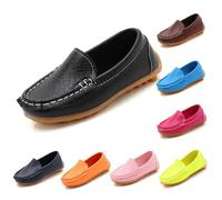Mocassini in pelle morbida per bambini con suola in gomma alla caviglia chiusa scarpe da ginnastica leggere casual scuola casual scarpe sportive per ragazzi ragazze scarpe da sera antiscivolo, Marrone
