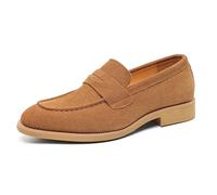 Mocassini in pelle scamosciata da uomo Slip On - Mocassini da lavoro classici casual leggeri Scarpe eleganti Nero Giallo Marrone scuro(Yellow,44 EU)