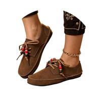 Mocassini in Velluto Senza Sforzo con Dettagli di Perline Scarpe Basse Casual per Il Comfort Quotidiano e discreto (Brown, 42)