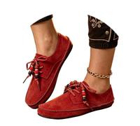 Mocassini in Velluto Senza Sforzo con Dettagli di Perline Scarpe Basse Casual per Il Comfort Quotidiano e discreto (Red, 39)