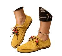 Mocassini in Velluto Senza Sforzo con Dettagli di Perline Scarpe Basse Casual per Il Comfort Quotidiano e discreto (Yellow, 41)