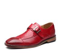 Mocassini Monk Strap da uomo - Scarpe eleganti slip-on in pelle sintetica for matrimoni formali Business Smart Casual Nero Rosso Giallo(Rot,42 EU)
