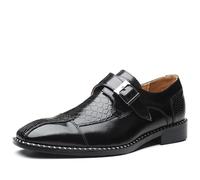 Mocassini Monk Strap da uomo - Scarpe eleganti slip-on in pelle sintetica for matrimoni formali Business Smart Casual Nero Rosso Giallo(Schwarz,40 EU)