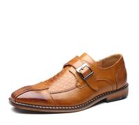 Mocassini Monk Strap da uomo - Scarpe eleganti slip-on in pelle sintetica for matrimoni formali Business Smart Casual Nero Rosso Giallo(Yellow,43 EU)