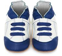 Mocassini Neonato Scarpe Bambino in Morbida Pelle - Deportivas Bianca & Blu - 6-12 Mesi