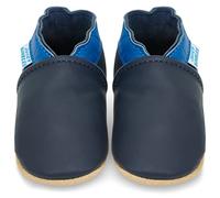 Mocassini Neonato Scarpine Bimbo in Morbida Pelle - Azzurro e Navy - 2-3 Anni