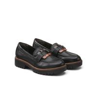 Tamaris Donna Slipper Leder Bequem, Black Leather, 39 EU